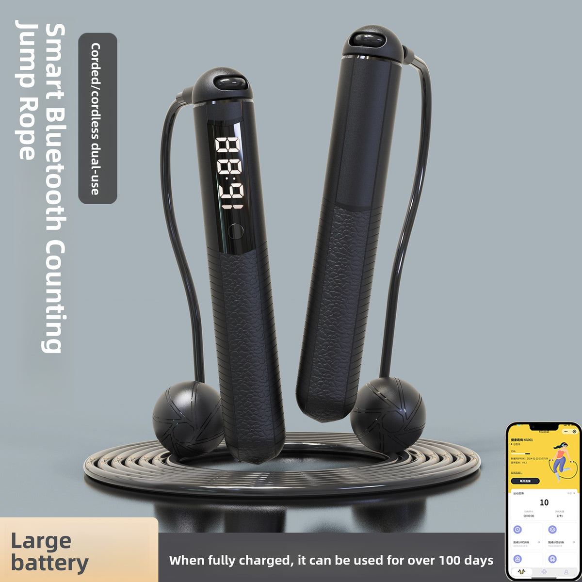 Inteligentna skakanka fitness z funkcją liczenia przez Bluetooth i obciążeniem