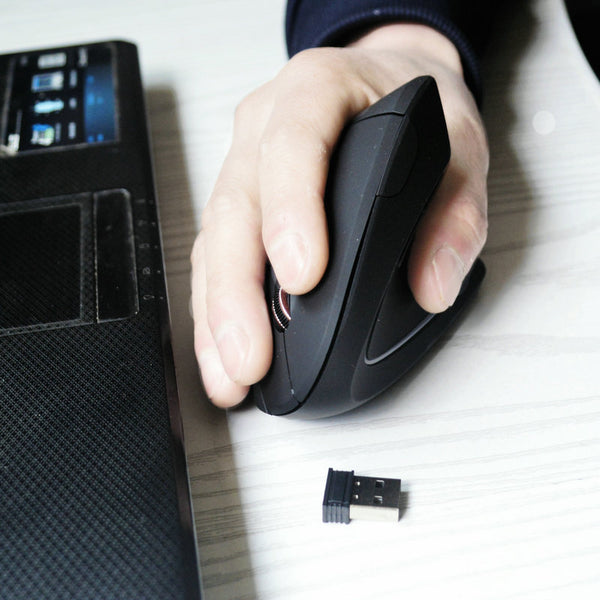 Ergonomiczna, pionowa mysz bezprzewodowa z cichym kliknięciem i dwoma trybami łączności